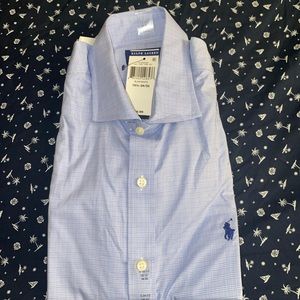Brand new light blue polo dress shirt